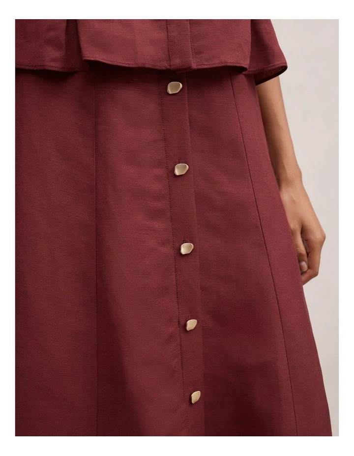 Foster Button Maxi Skirt in Red image 3
