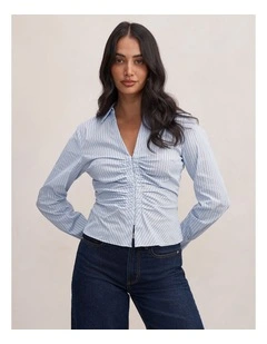 Ainsley Gathered Shirt in Blue