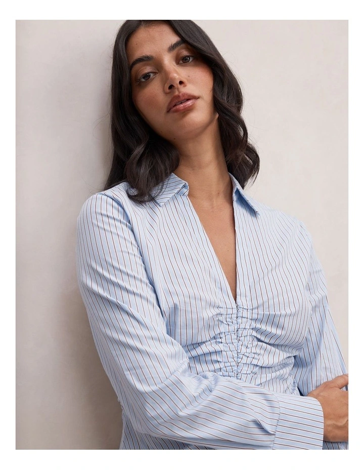 Ainsley Gathered Shirt in Blue image 4