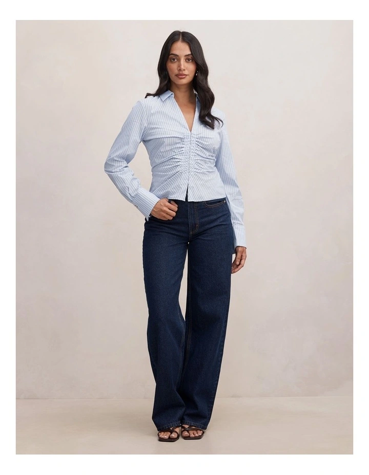 Ainsley Gathered Shirt in Blue image 5
