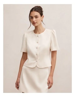 Tarni Structured Satin Blouse in Cream