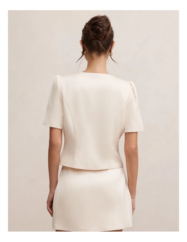 Tarni Structured Satin Blouse in Cream image 2