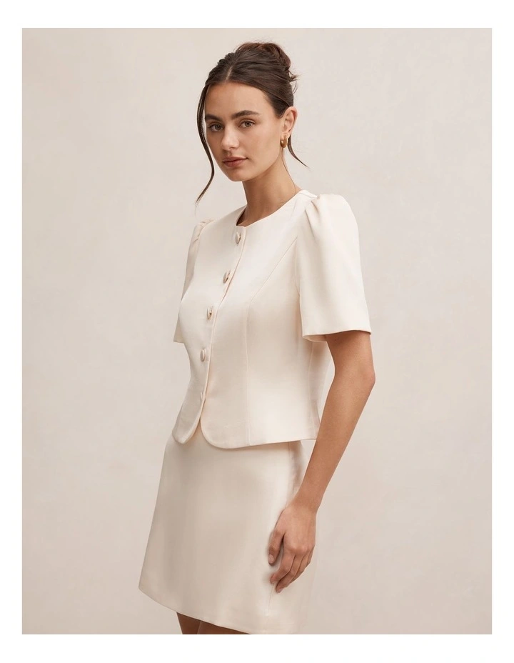 Tarni Structured Satin Blouse in Cream image 3