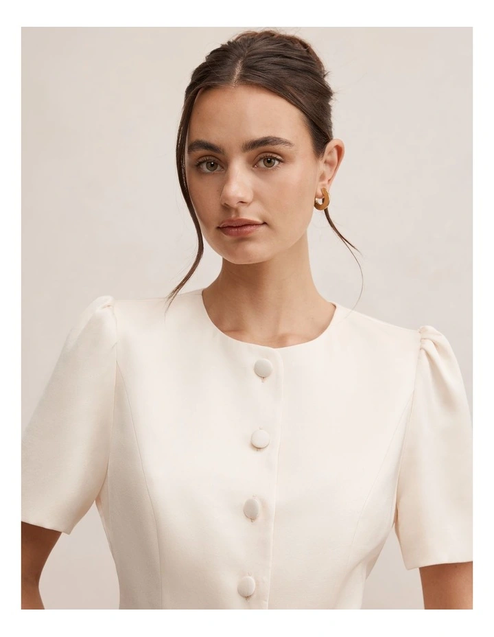 Tarni Structured Satin Blouse in Cream image 4
