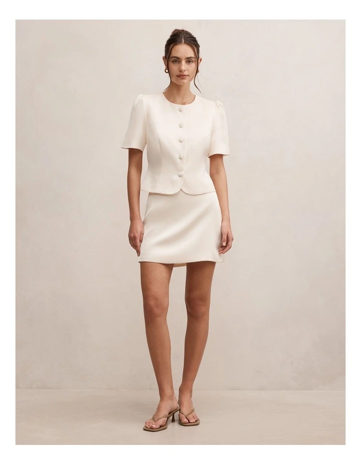 Tarni Structured Satin Blouse in Cream image 5