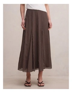 Allison Godet Midi Skirt in Brown