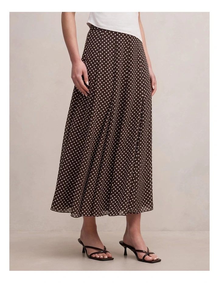 Allison Godet Midi Skirt in Brown image 3