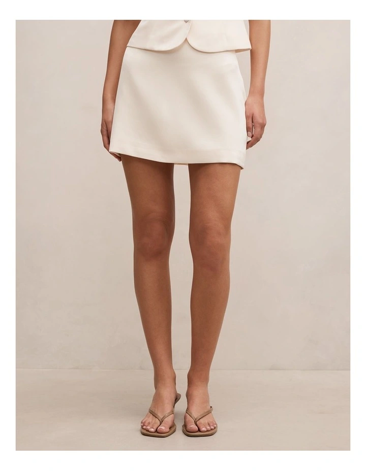 Tarni Satin Mini Skirt in Cream image 1