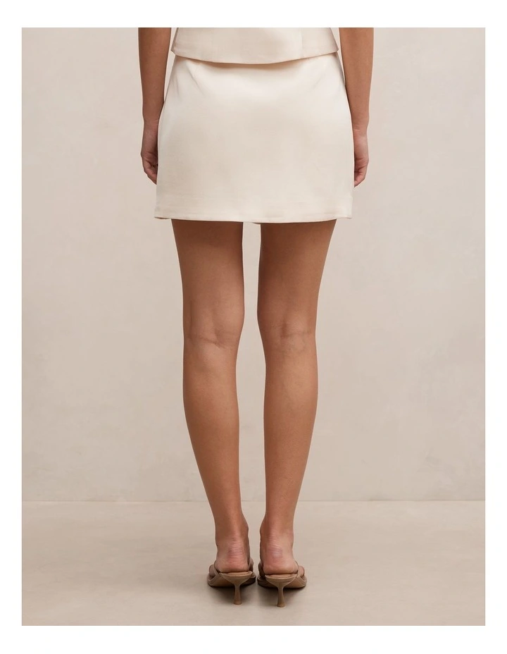 Tarni Satin Mini Skirt in Cream image 2