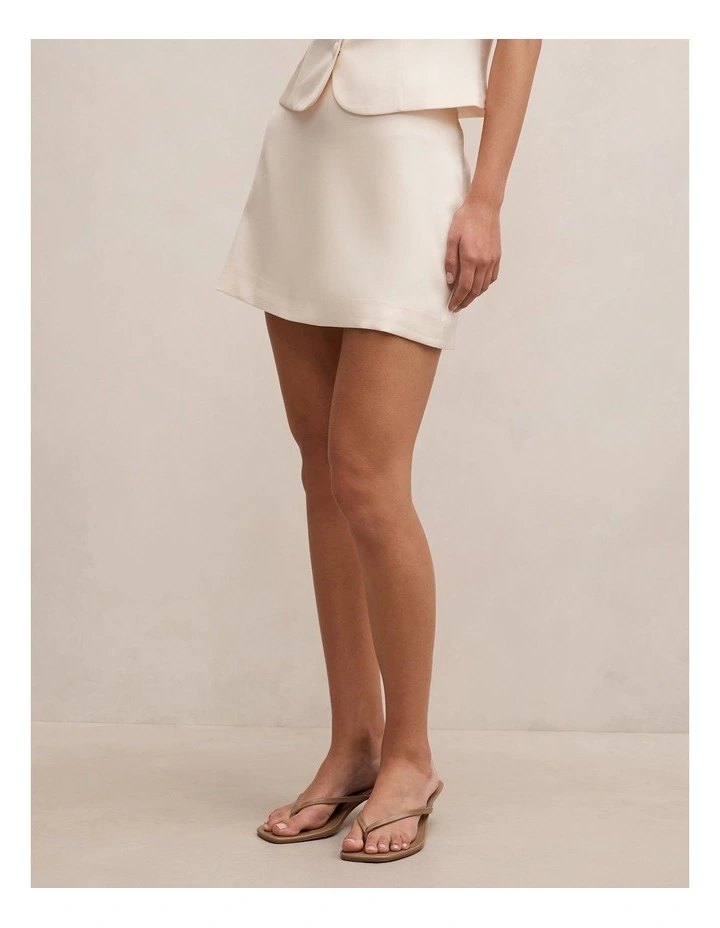 Tarni Satin Mini Skirt in Cream image 3
