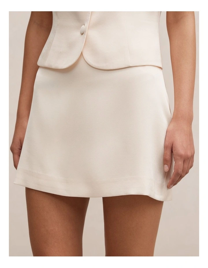 Tarni Satin Mini Skirt in Cream image 4