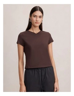 Portia V-Neck Baby T-shirt in Brown