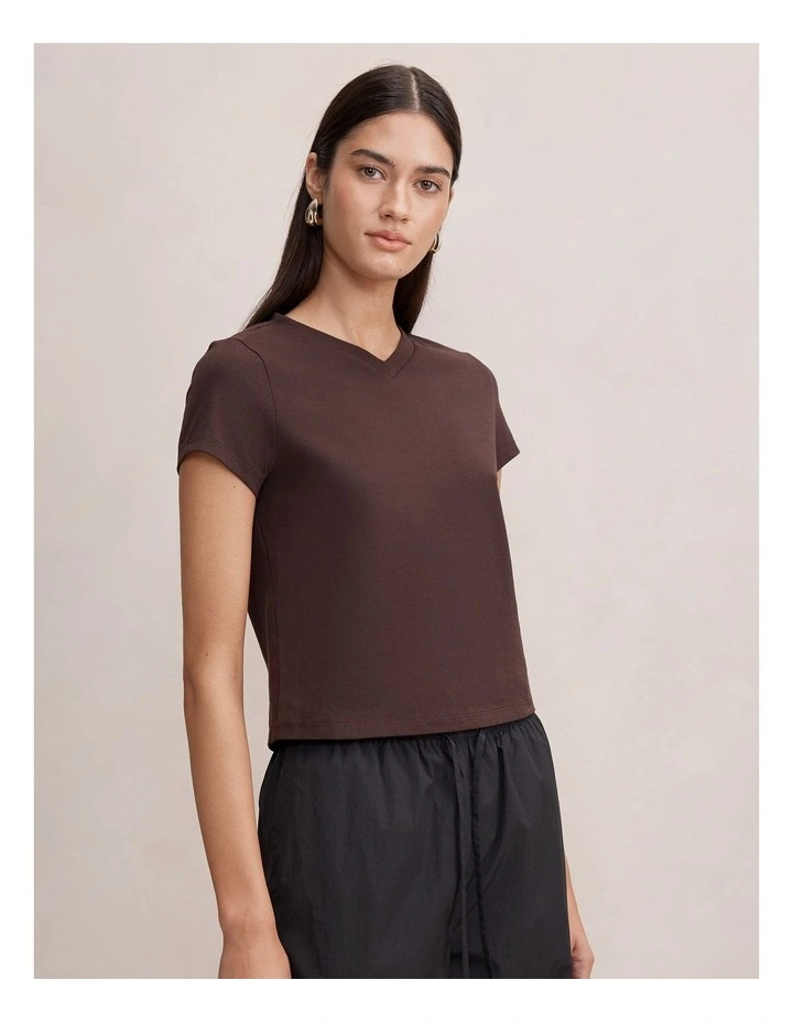 Portia V-Neck Baby T-shirt in Brown image 3