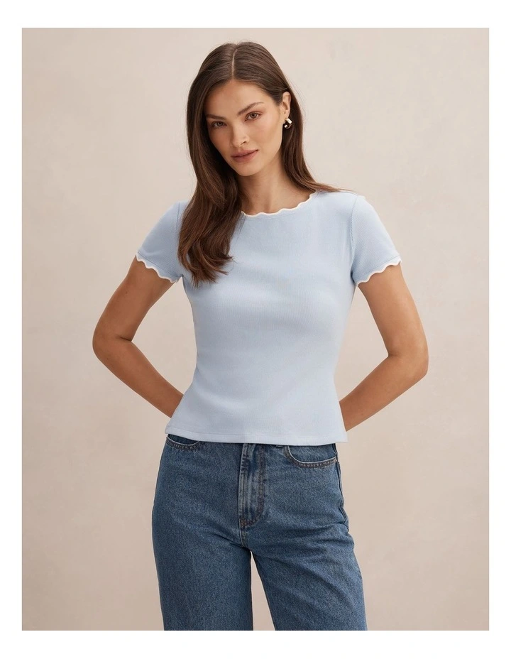 Rebecca Scallop Trim TinShirt in Blue image 1