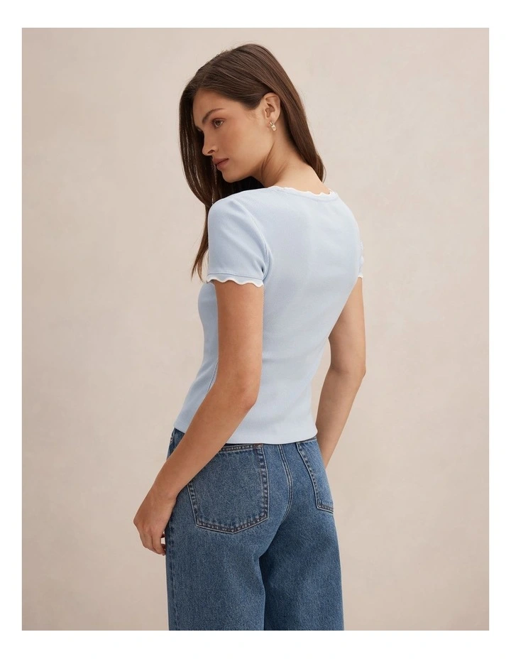 Rebecca Scallop Trim TinShirt in Blue image 2