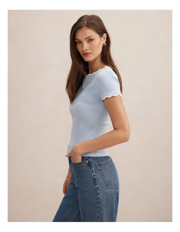 Rebecca Scallop Trim TinShirt in Blue image 3