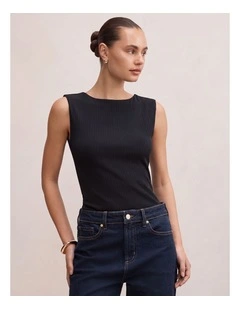 Frankie Boat Neck Tank Top in Black