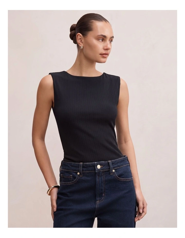 Frankie Boat Neck Tank Top in Black image 1
