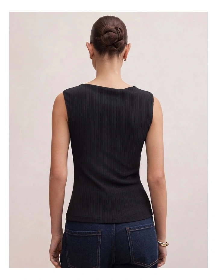 Frankie Boat Neck Tank Top in Black image 2