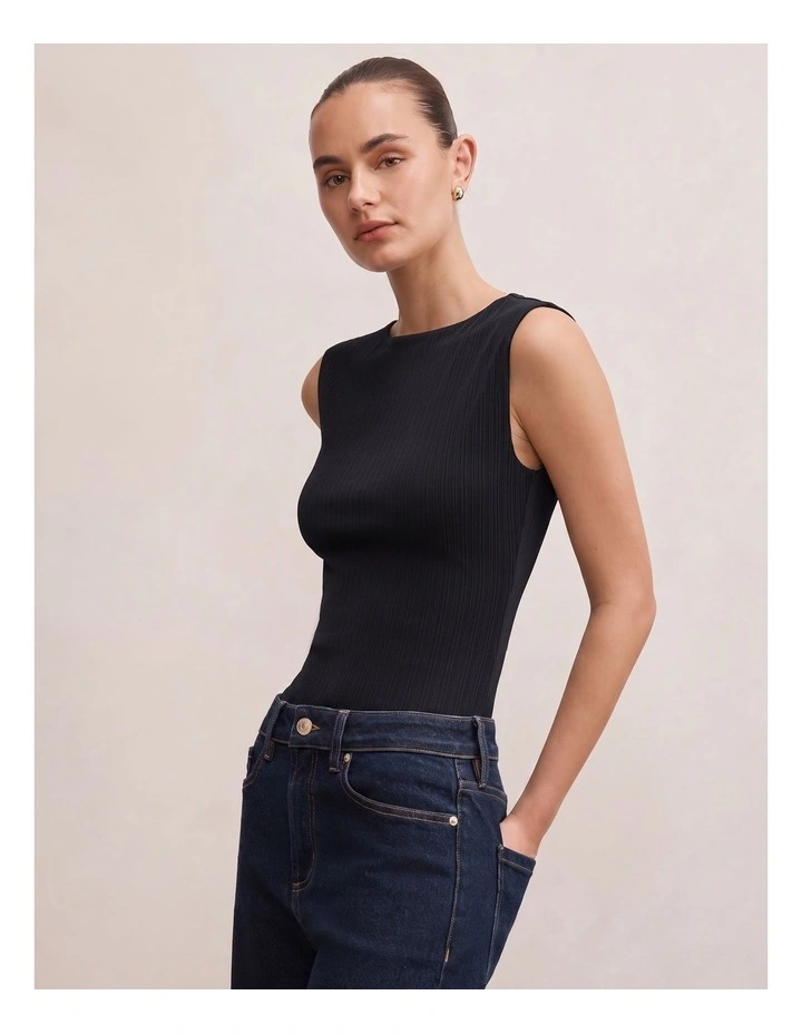 Frankie Boat Neck Tank Top in Black image 3