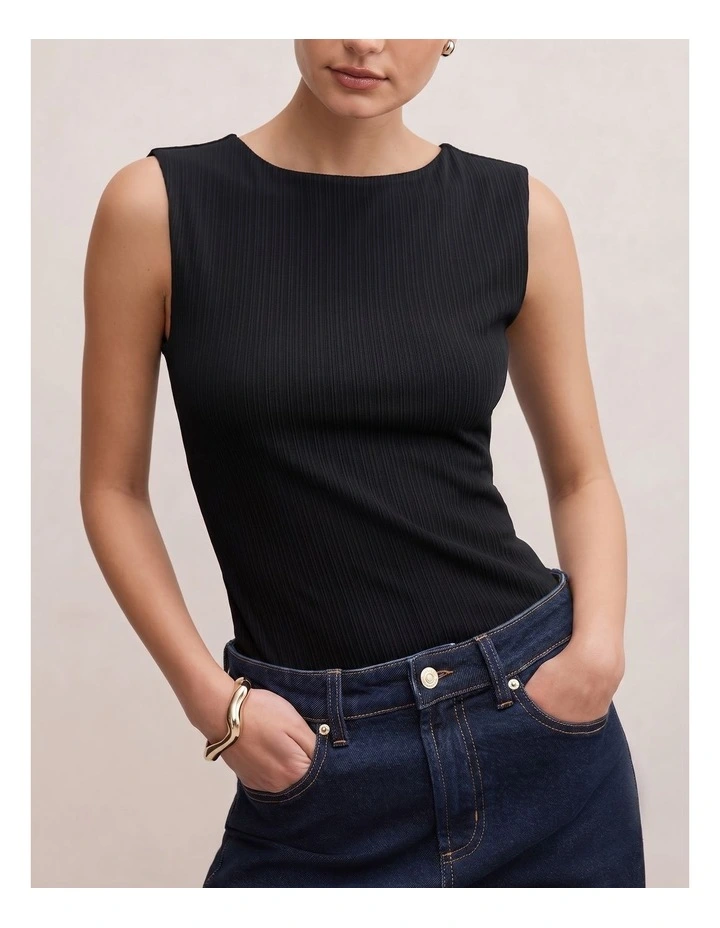 Frankie Boat Neck Tank Top in Black image 4