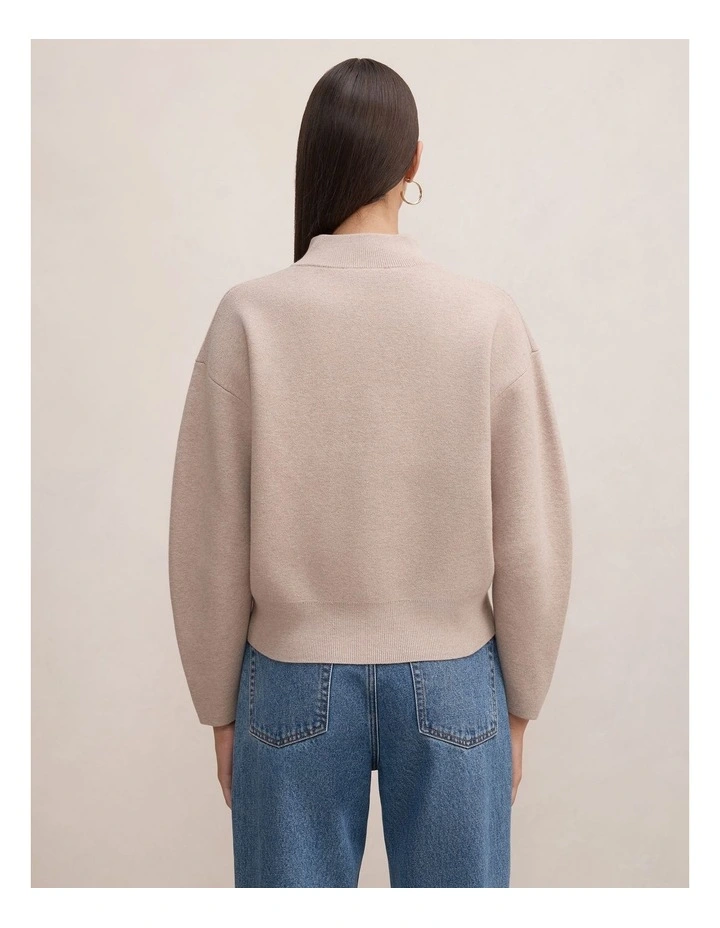 Hayley Quarter Zip Jumper in Beige image 2