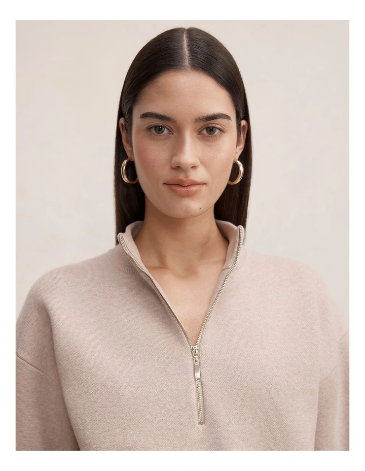 Hayley Quarter Zip Jumper in Beige image 4