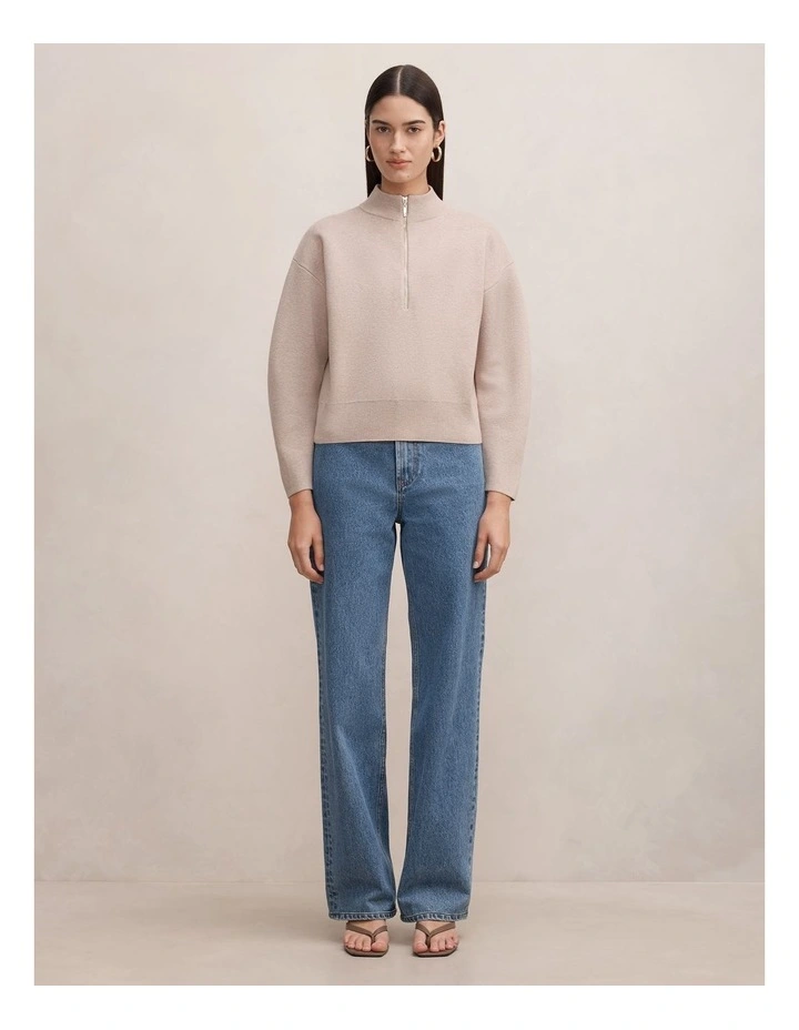 Hayley Quarter Zip Jumper in Beige image 5