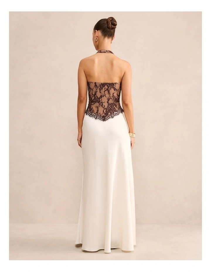 Mandi Lace Halter Neck Dress in Brown image 2