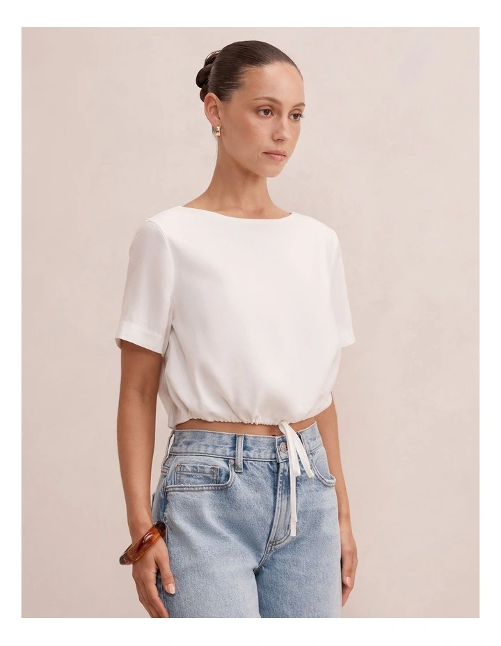Rosie Bubble Linen Top in White image 3