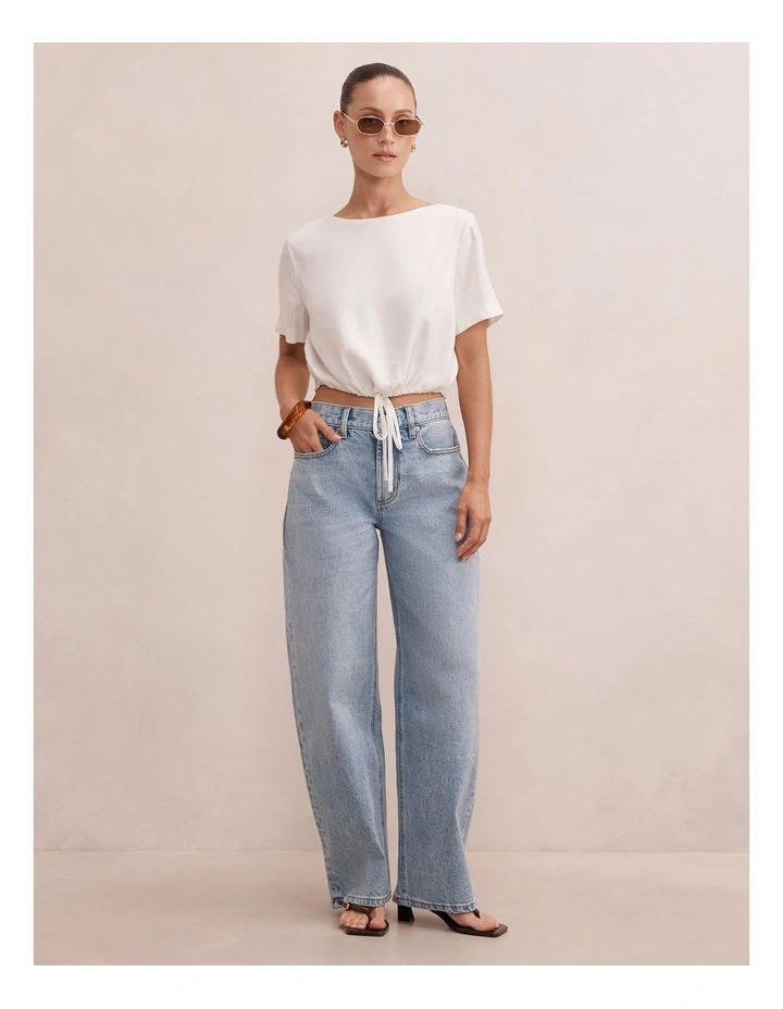Rosie Bubble Linen Top in White image 5