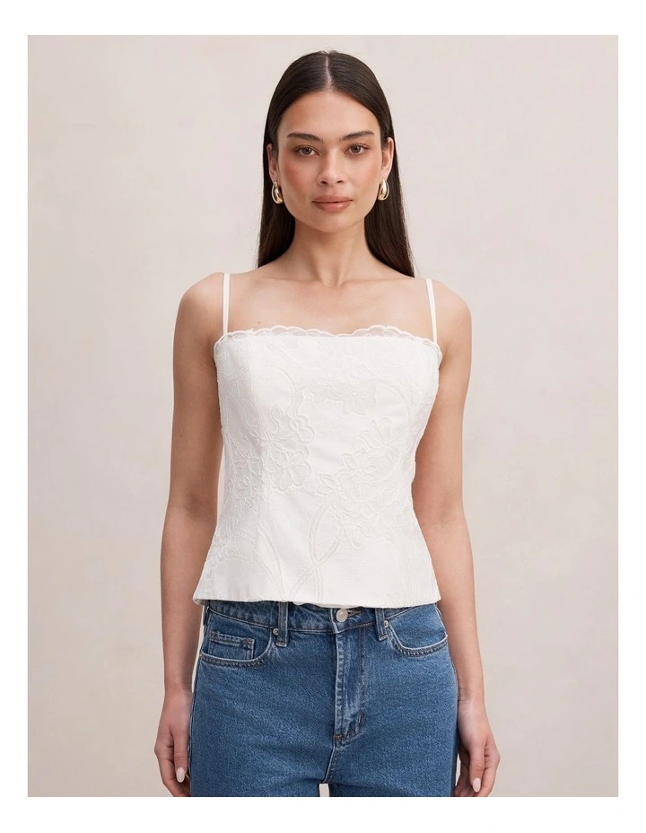 Hannah Lace Corset Top in White image 1