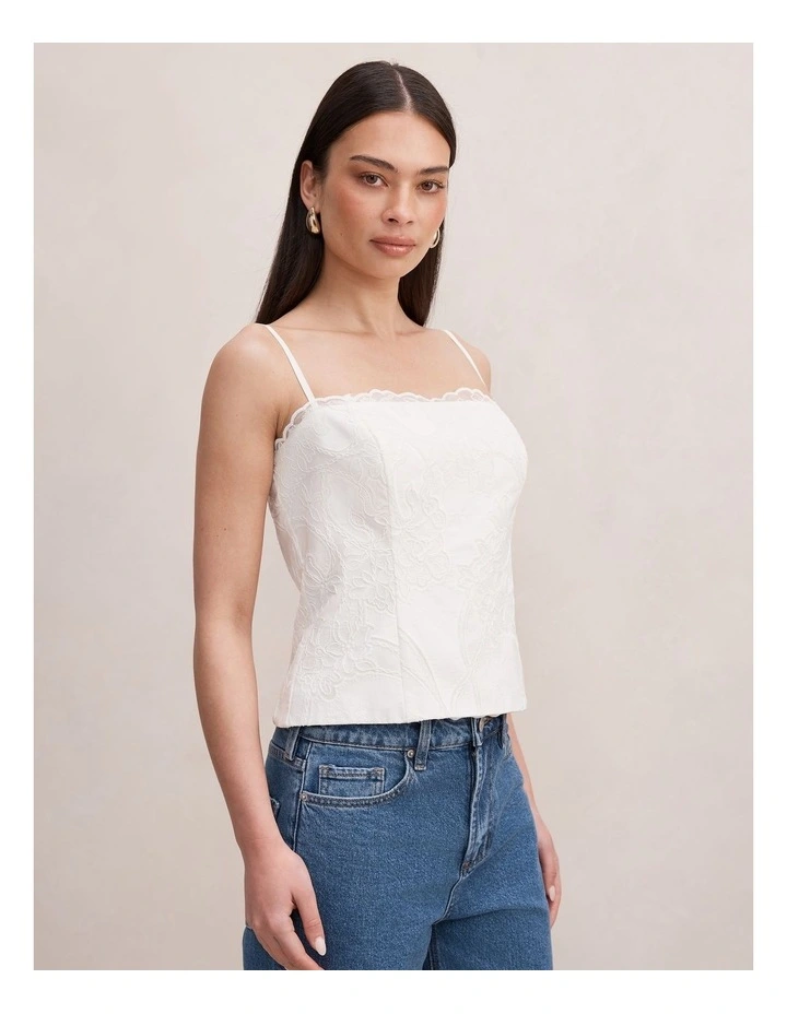 Hannah Lace Corset Top in White image 3