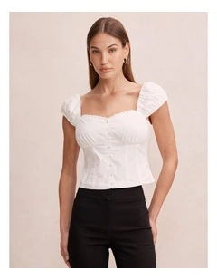 Alice Cotton Button Top in White