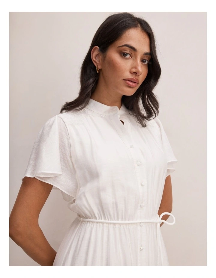 Harriet Lace Detail Midi Dress in White image 4