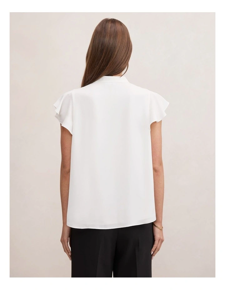 Jennie Flutter Sleeves Blouse in White image 2
