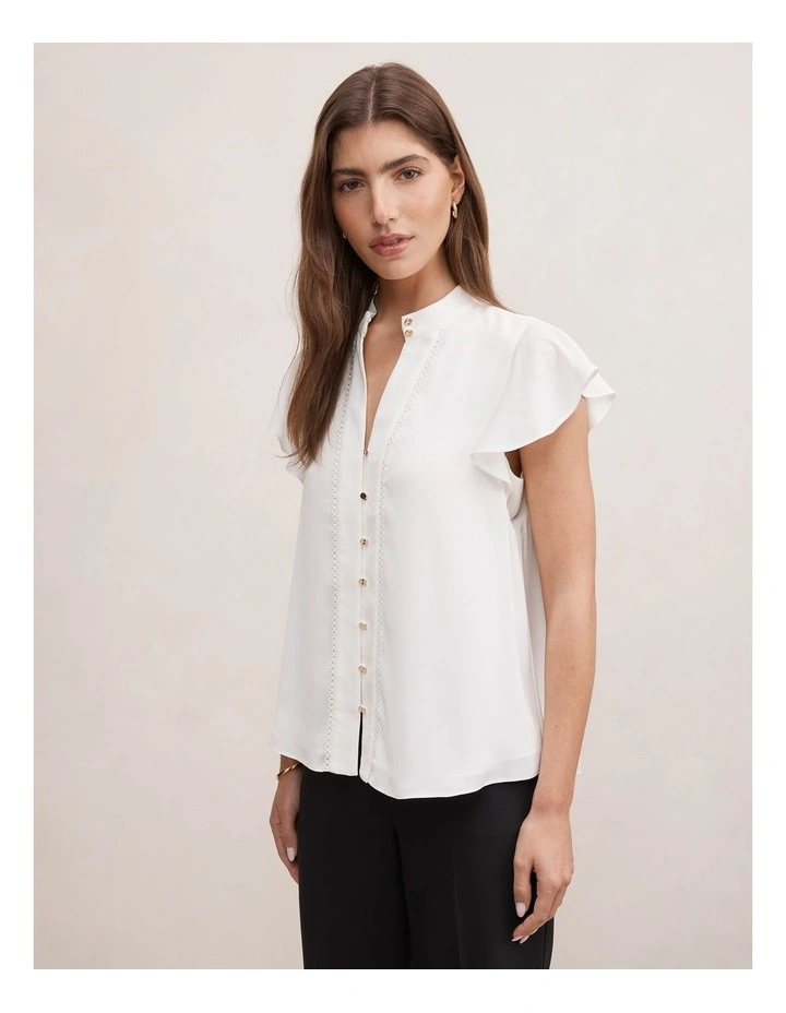 Jennie Flutter Sleeves Blouse in White image 3