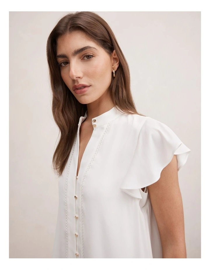 Jennie Flutter Sleeves Blouse in White image 4