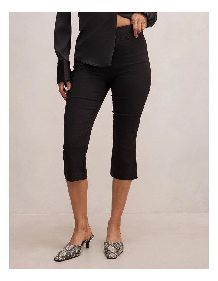 Alexis Flared Hem Capri Pants in Black image 1