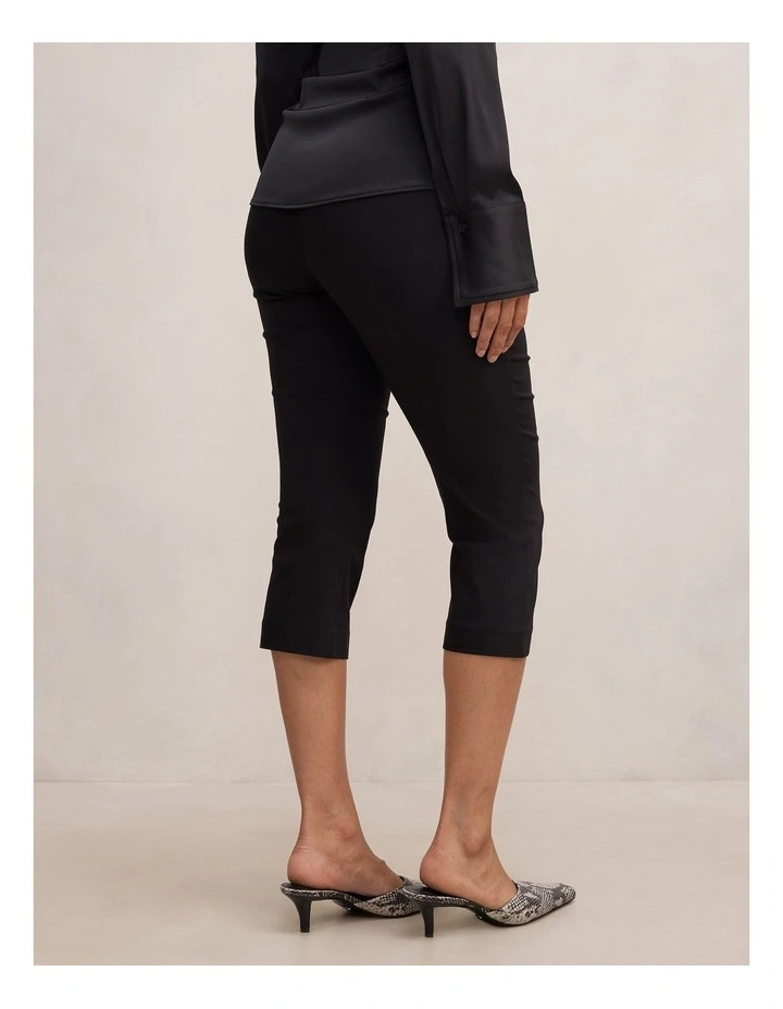 Alexis Flared Hem Capri Pants in Black image 2