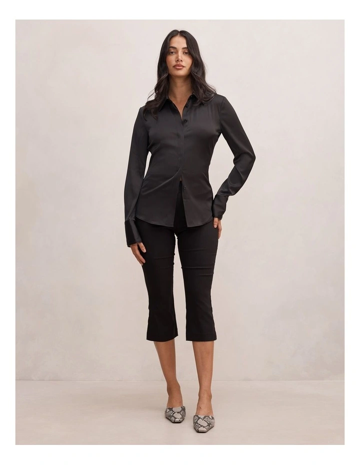 Alexis Flared Hem Capri Pants in Black image 5