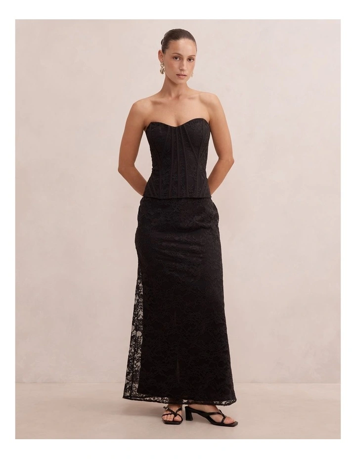 Myla Corset Lace Maxi Dress in Black image 1