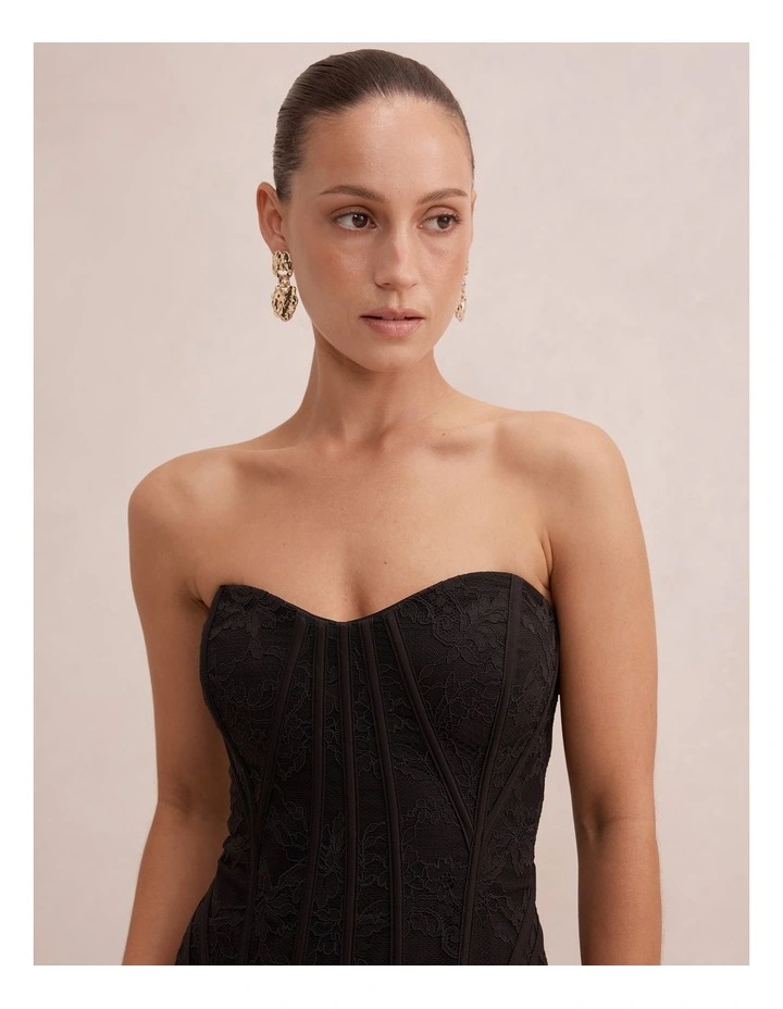Myla Corset Lace Maxi Dress in Black image 4