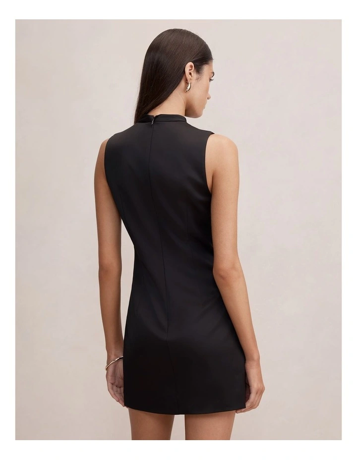 Jade Keyhole Satin Mini Dress in Black image 2