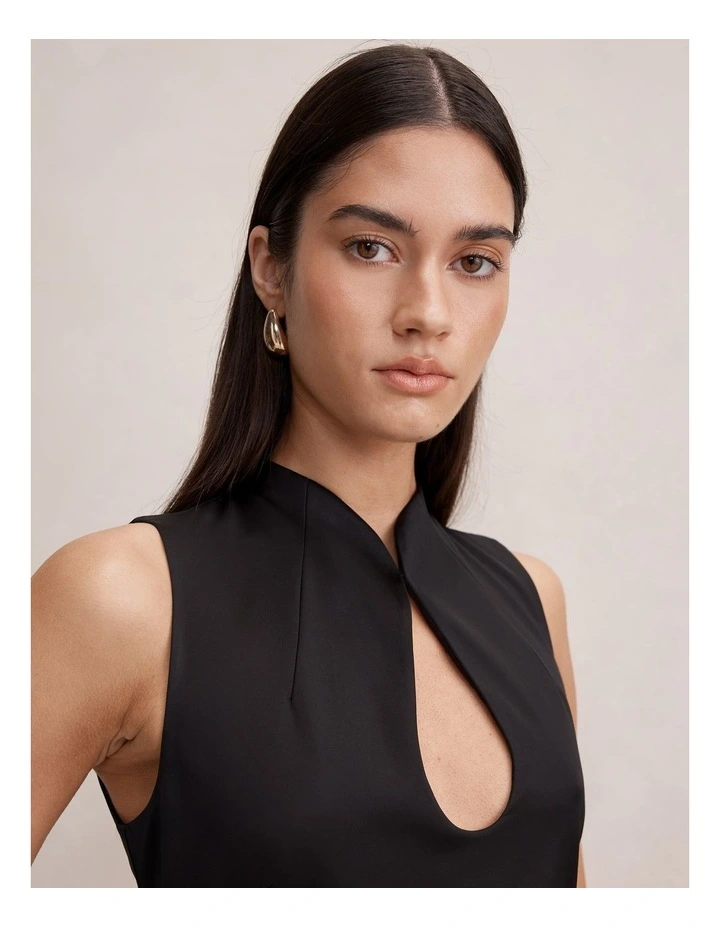 Jade Keyhole Satin Mini Dress in Black image 4