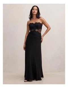 Amity Lace Corset Sheer Maxi Dress in Black