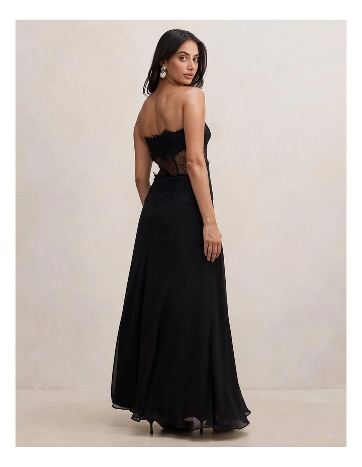 Amity Lace Corset Sheer Maxi Dress in Black image 2