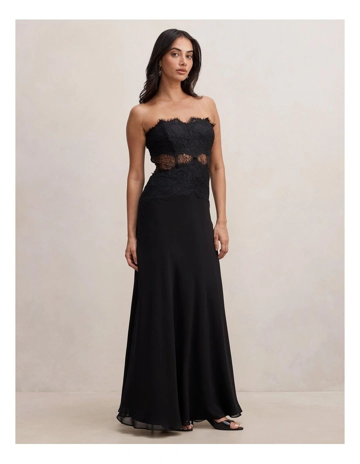Amity Lace Corset Sheer Maxi Dress in Black image 3