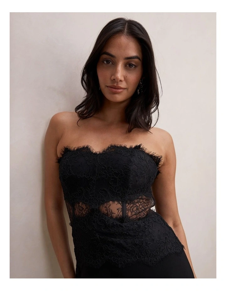 Amity Lace Corset Sheer Maxi Dress in Black image 4