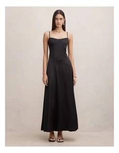 Hattie Corset Panelled Maxi Dress in Black